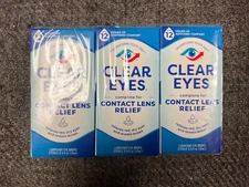 3 New Clear Eyes Contact Lens Relief 0.5oz Each