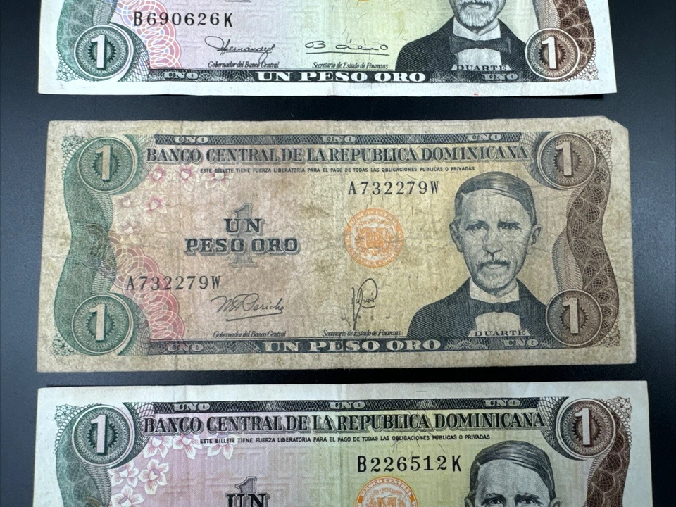 (3) Billete de 1 Peso 1978-1982 Central De La República Dominicana Foto 3 de 4