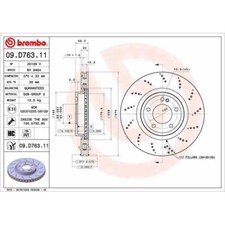 2x Bremsscheibe BREMBO 09.D763.11 passend für MERCEDES-BENZ