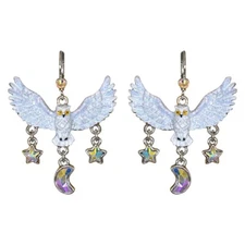 Kirks Folly Great Snowy Owl Leverback Earrings (Silvertone)