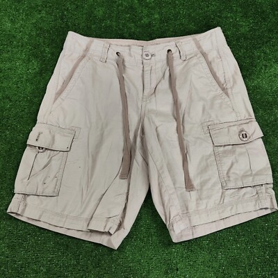 Eddie Bauer Shorts Herren 32 Cargo Beige Taschen Gerade Kordelzüge Klassisch