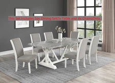 Contemporary Faux Marble Top Fully Upholstered Chairs Gray White 5pc Set