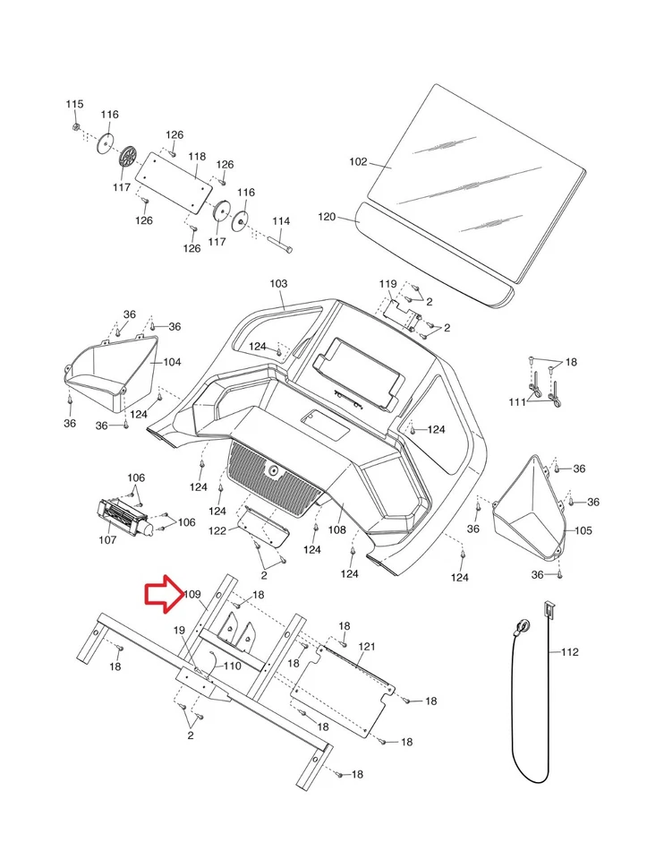 Proform Pro 9000 Treadmill Display Console Frame 424557 - Image 2 of 2
