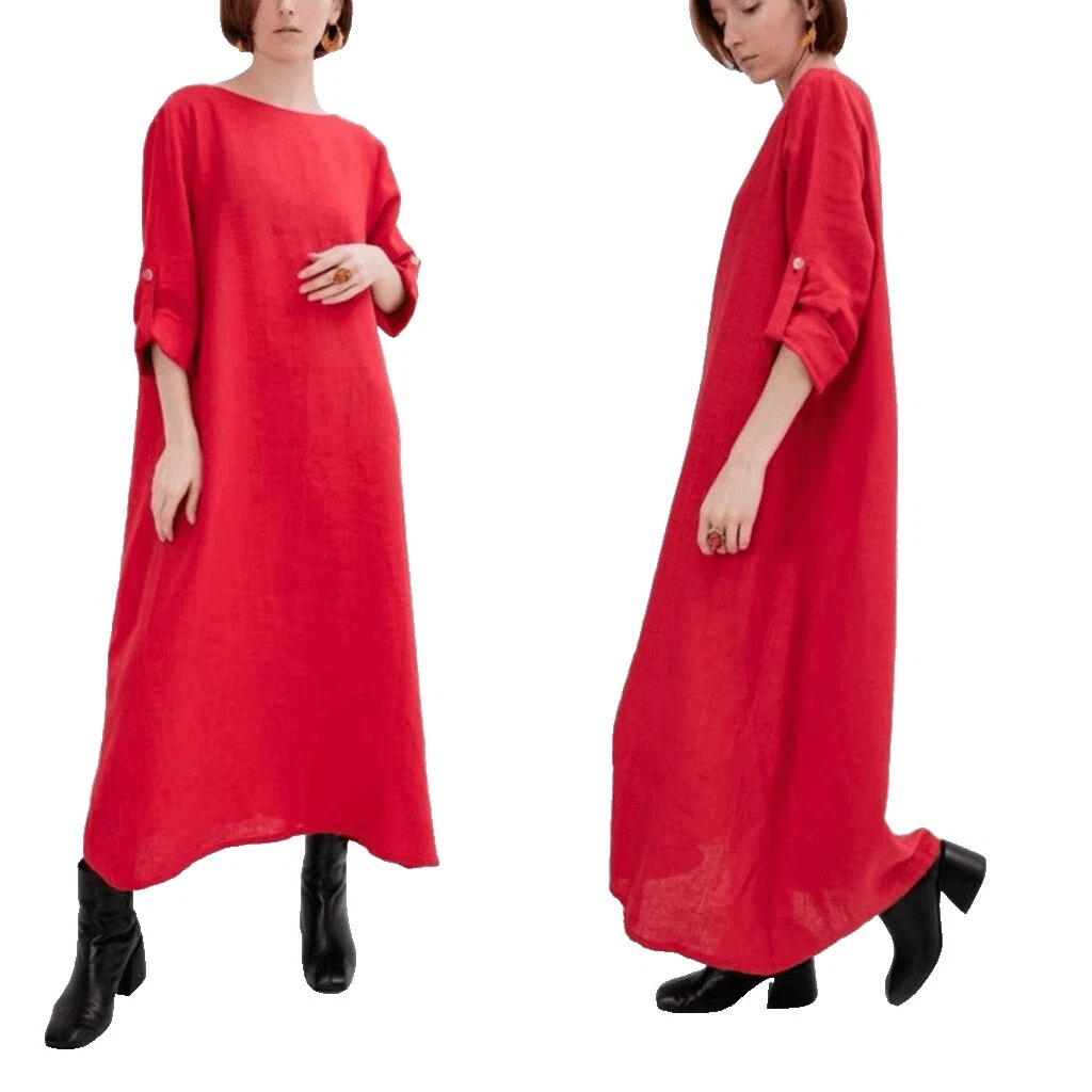 Handmade Linen Long Sleeve Dresses for Women