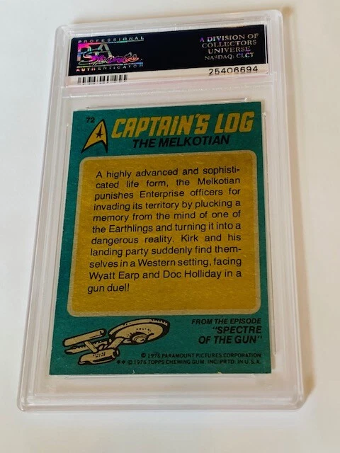 Star Trek Trading Card Captains Log 1976 Topps PSA 8 The Melkotian Doc Holliday Foto 4 de 4
