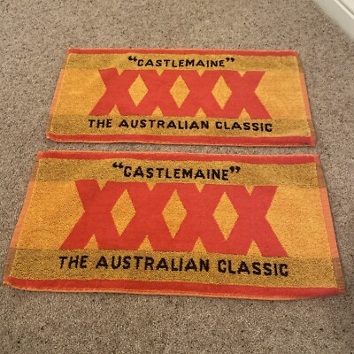 2 x Castlemaine XXXX Bar Handtuch Bierdeckel Läufer - NIE BENUTZT - Hausbar / selten