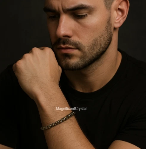 Premium Hematite Stone Bracelet Men Energy Healing Reiki Gift Silver Clasp - Image 3 of 4