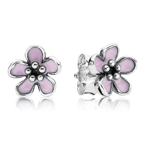 New 100% Genuine Pandora Silver Pink Cherry Blossom Stud Earrings 290537EN40