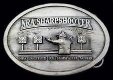 NRA Sharpshooter National Rifle Association Shooting Vintage Belt Buckle
