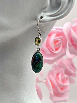Vintage Sterling Silber 925 Ohrringe Rubin Fuchsit Peridot Reparatur Projekt