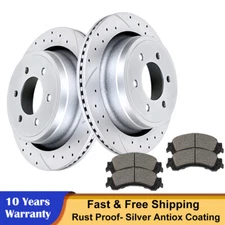 348mm Rear Drilled Slotted Rotors Brake Pads for 2012 2013 2014-2020 Ford F-150