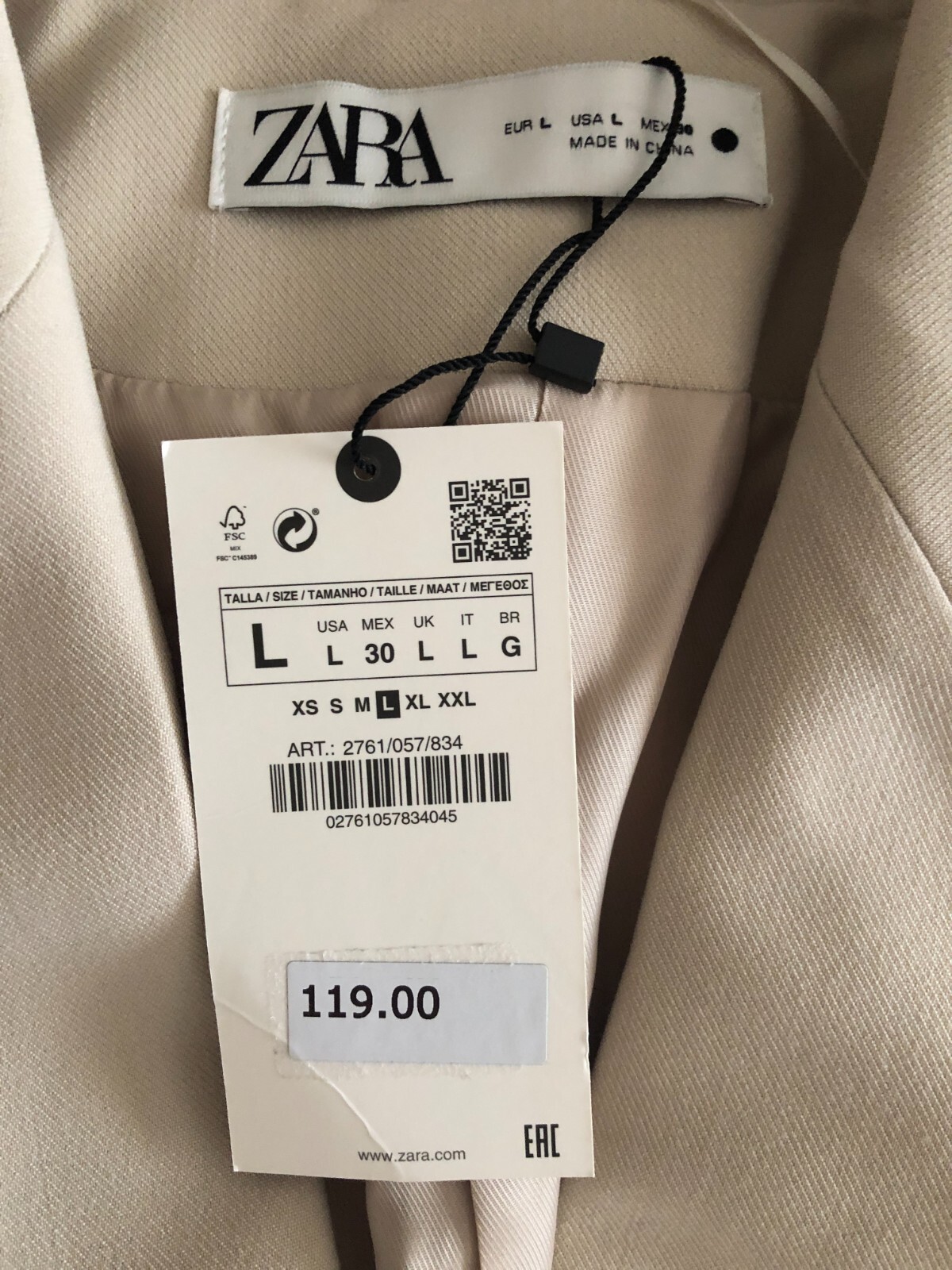 ZARA WOMAN NEW STRAIGHT CUT BLAZER WITH POCKETS STONE BEIGE 2761/057 XS -  XXL | eBay