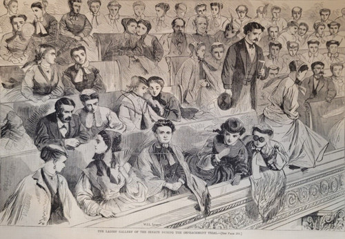 Ladies' Gallery of the Senate During the Impeachment Trial 1868 vintage print