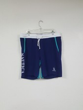 Nautica Retro Vintage Spellout Logo Sweat Shorts Aqua Blue Mens Size XL