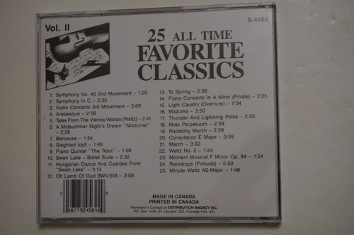25 ALL TIME FAVORITE CLASSICS VOL. II CD MADACY S-4564 CANADA IMPORT - Picture 2 of 4
