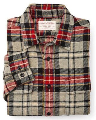 Filson Camicia Vintage Flanella Lavoro Lavoro Chore Rosso Nero