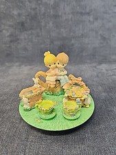 Precious Moments Tea Set Kids On Stump 312711 Complete Set No Box Vintage u-10F