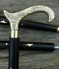 Antique Style Stick Designer Brass Victorian Handle Wooden Vintage Walking Cane