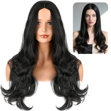 Women Black Curly Hair Wigs 26.77" Long Wavy Synthetic Hair for Costume Cosplay