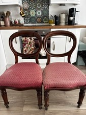 Set of 2 Dark Wood Dining Chairs Pink Geometric Upholstered Seats 100x50cm