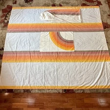 3pc VTG 70s Wamsutta Ultracale Tomorrow’s Rainbow Full & Fitted Sheet Pillowcase