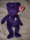 TY Princess Diana Memorial Purple Plush Teddy Bear Hang Tag White Rose — photo 2