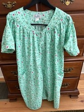 Excellent VINTAGE CASUAL NIGHTS GREEN DRESSING GOWN ROBE COTTON XL SLEEPWEAR