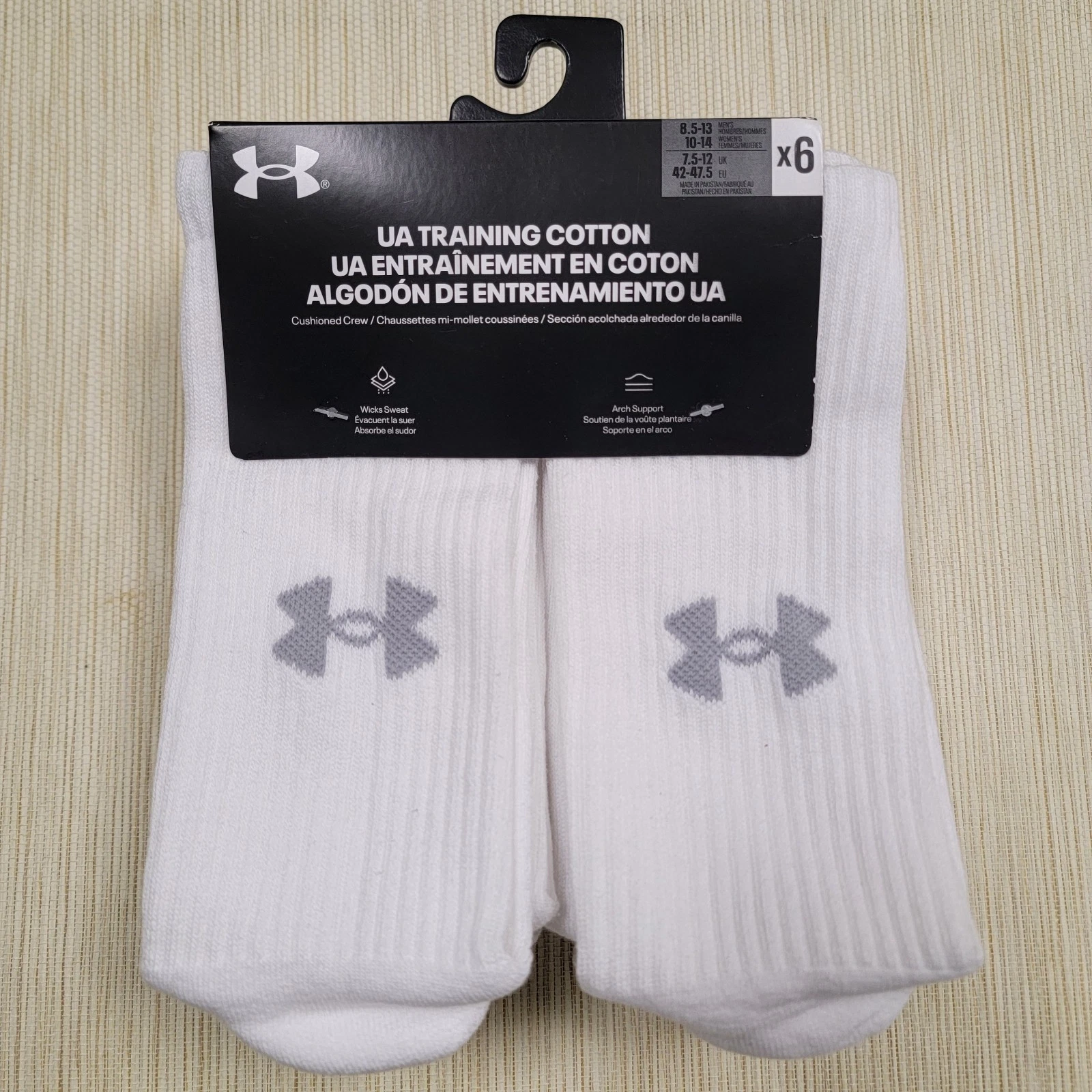 Under Armour Performance Training Cotton Cushioned Crew Socks Size Men's 8.5-13