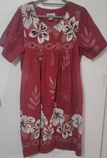 Anthony Richards Retro Women s Red Floral Hawaiian MuuMuu House Dress Pockets M