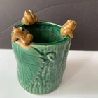 MCCOY STYLE GREEN 3 FROGS CERAMIC PLANTER
