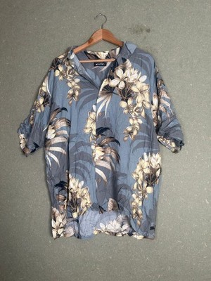 Puritan Hemd Herren XL blau geblümt Hawaii Kurzarm Resort Camp Knopfleiste