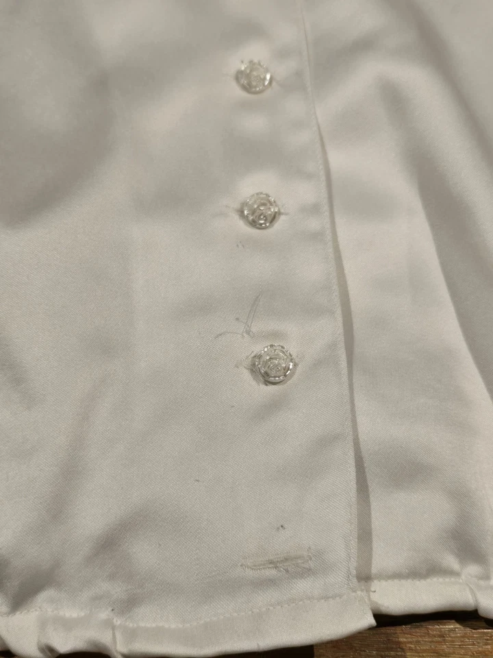 Opulente KRÜGER Satin Trachtenbluse / Dirndlbluse. 46, weiß,ungetragen *Vintage - Bild 3 von 4