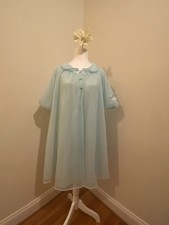 Vintage 1960  s Light Blue Sheer Kayser Nightgown And Peignoir Set