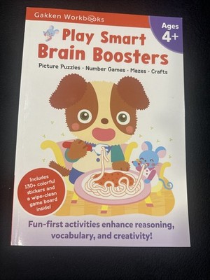 Play Smart Brain Boosters Age 4+ : Pre-K Activity Workbook with Stickers - GOOD
