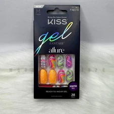 Kiss Gel Fantasy Allure Med Oval Colorful Design (Dazzle) - FA02Y0 NEW