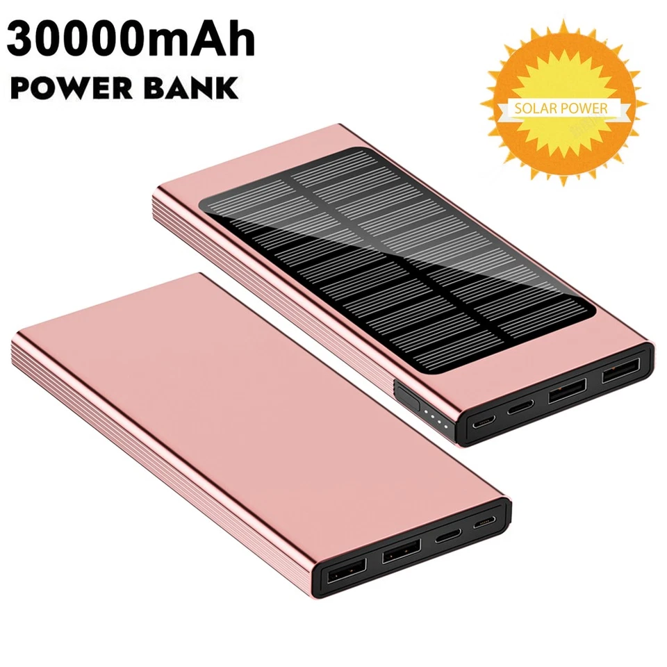 Banco de energía solar de 30000 mAh cargador portátil paquete de baterías para iPhone serie 17/16 Foto 2 de 4