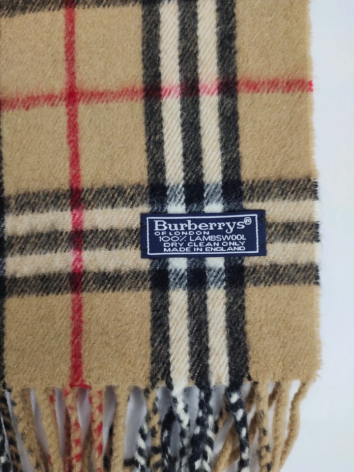 Burberry genuine vintage Nova check Camel 100% Lambswool winter Scarf Scarves — 第 4/4 张图片