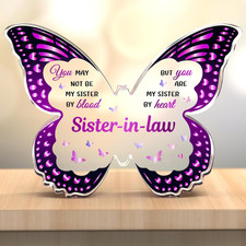 Sister in Law Gifts, Sister in Law Birthday Gifts, Butterfly-Shaped Acrylic Plaq