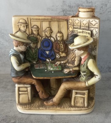 1975 Faro Bank Western Poker Scene Ceramic Bottle Sealed Haas Bros