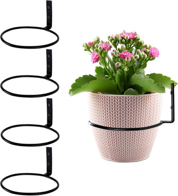 6 Inch Flower Pot Holder Ring Wall Mounted Set of 4 Heavy Duty Metal Wall Plant