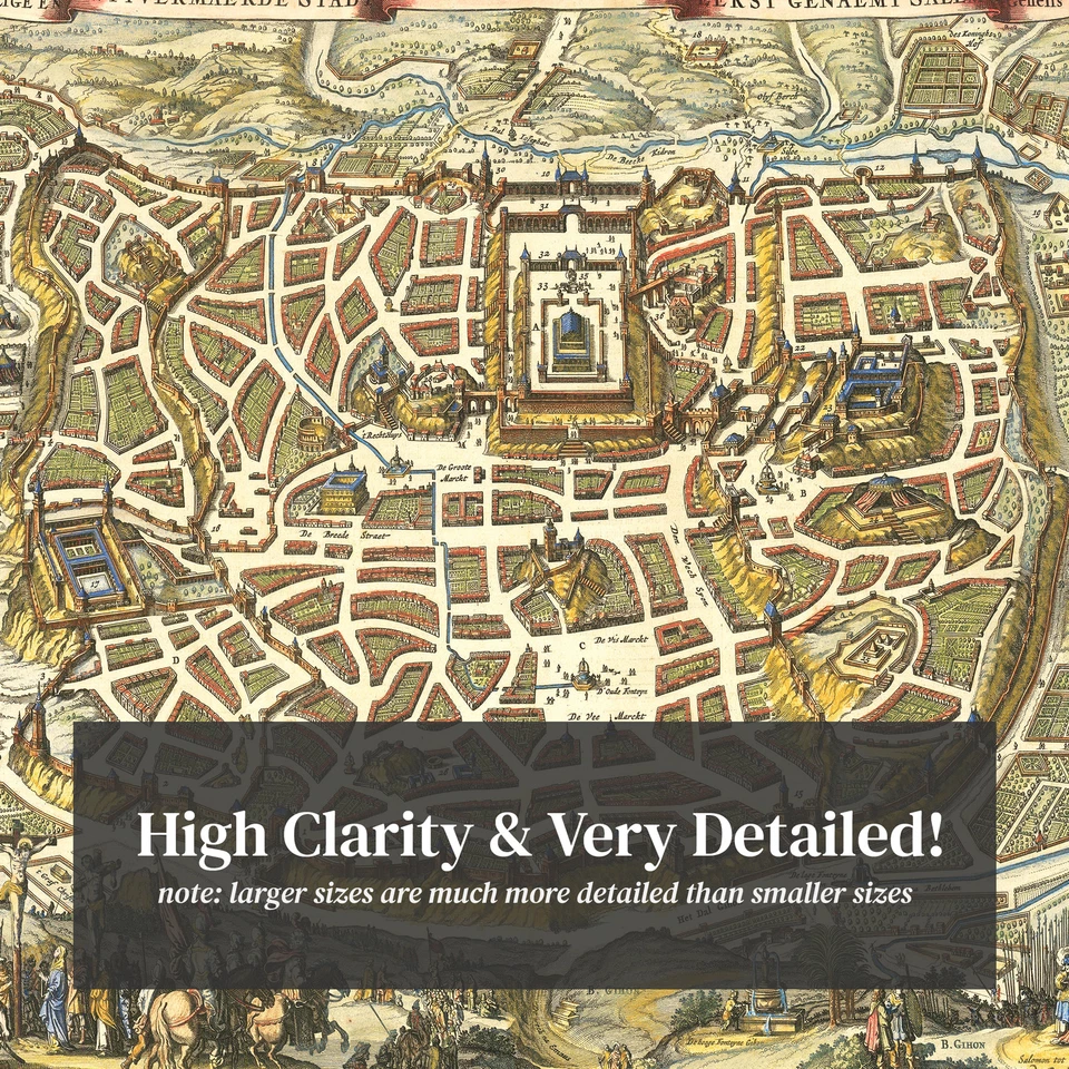 Antiguo Mapa de Jerusalén 1648 - Decoración de Pared Arte Israel Vintage Pr Foto 2 de 4