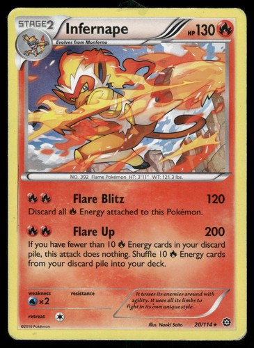 Infernape 20/114 Holo Rare Steam Siege Pokemon Near Mint