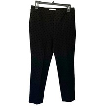 Talbots Wms 4 Petite Black Velvet Dot Hampshire Ankle Pants Office Casual Social