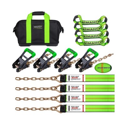 8 Point Roll Back Vehicle Tie Down Straps Kit, 2'' x 16', Heavy Duty Car Hauli...