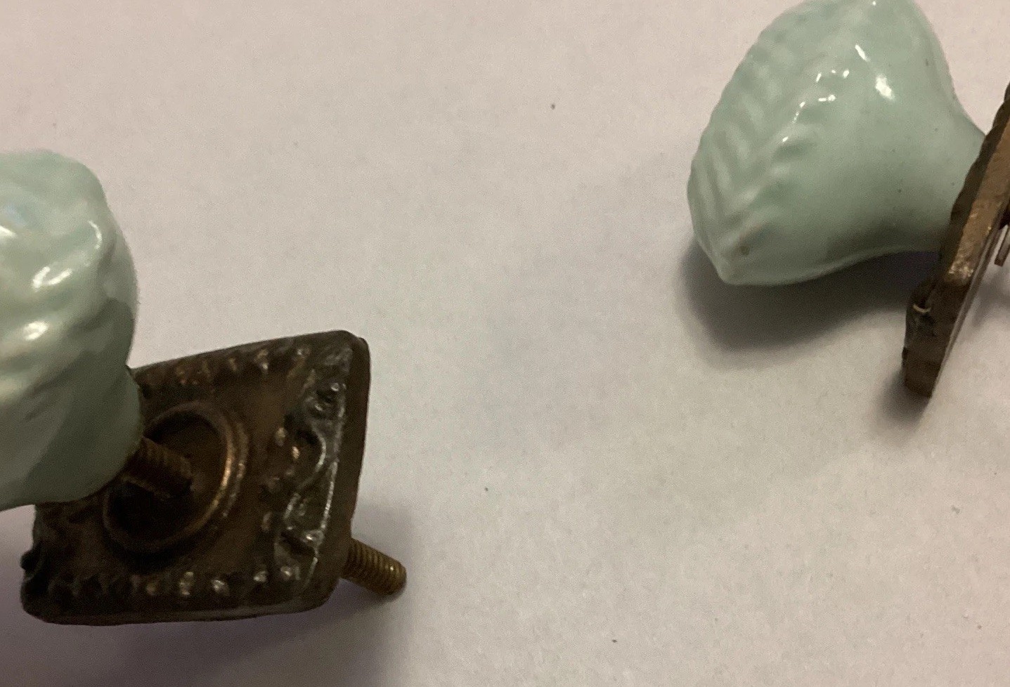 Vintage Oval Decorative Cabinet Knobs With Backplate Light Powder Blue