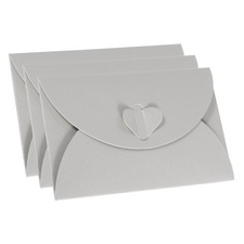 12pcs Gift Card Envelopes, Heart Shaped Clasp Mini Envelope Silver