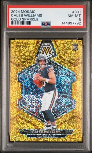 2024 PANINI MOSAIC GOLD SPARKLE #301 CALEB WILLIAMS ROOKIE RC 11/24 PSA 8