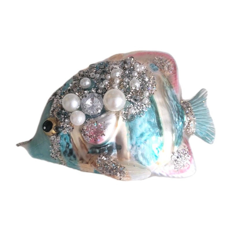 Robert Stanley Metallic Hand Blown Glass Pearl Fish Ornament