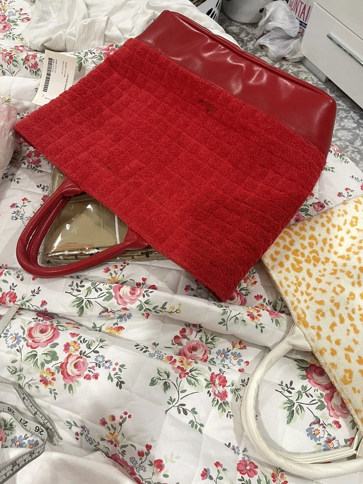 "Bolso Pratesi Italia Nuevo con Etiquetas Terry Algodón Rojo 15x15x6"" Cannes Shopping Beach" Foto 2 de 4