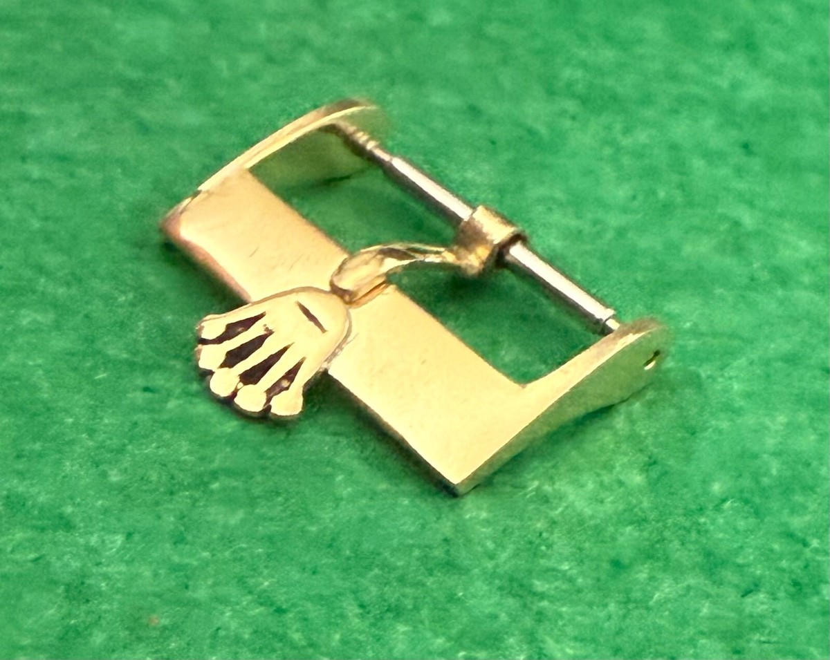 Used Vintage ROLEX 18k GOLD 16mm Logo Buckle LGE CROWN 750 ROLEXSA